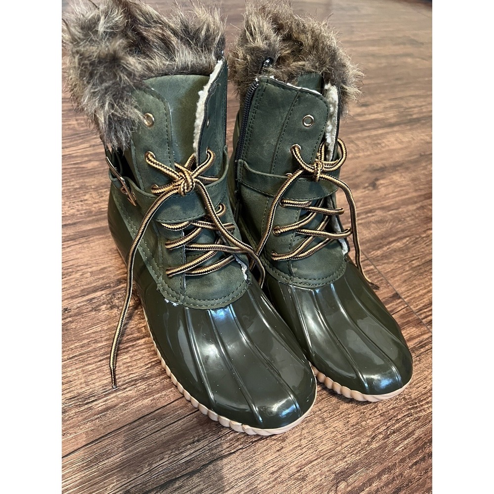 Nature Breeze Women's Winter Duck Boots Size 8.5 Buckle/Lace Up Rubber Foot